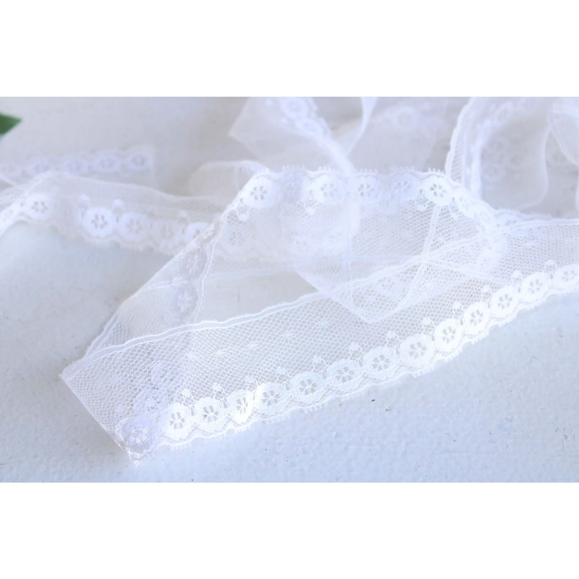 Vintage Lace Trim, White Picot Edge, 1.5" wide, 2.5 yards